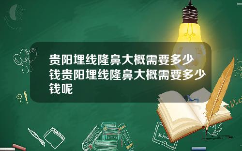 贵阳埋线隆鼻大概需要多少钱贵阳埋线隆鼻大概需要多少钱呢