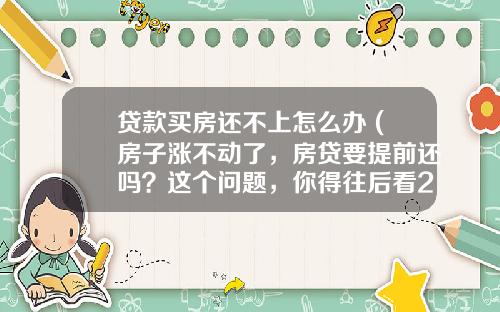 贷款买房还不上怎么办 (房子涨不动了，房贷要提前还吗？这个问题，你得往后看20年)