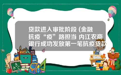 贷款进入审批阶段 (金融抗疫“疫”路担当 内江农商银行成功发放第一笔抗疫贷款)