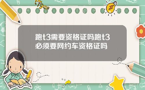 跑t3需要资格证吗跑t3必须要网约车资格证吗