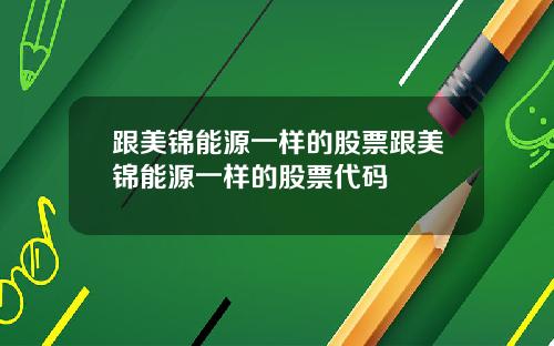 跟美锦能源一样的股票跟美锦能源一样的股票代码