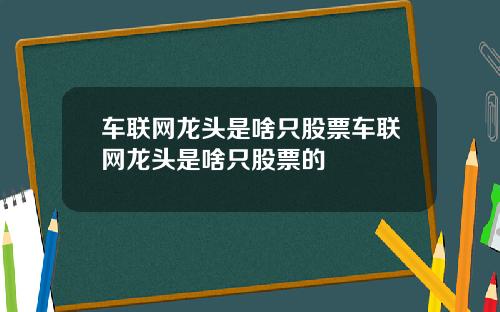 车联网龙头是啥只股票车联网龙头是啥只股票的
