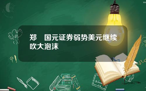 郑旻国元证券弱势美元继续吹大泡沫