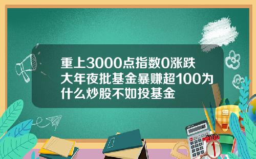 重上3000点指数0涨跌大年夜批基金暴赚超100为什么炒股不如投基金
