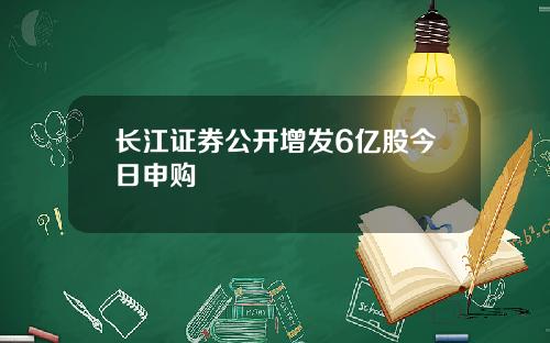 长江证券公开增发6亿股今日申购