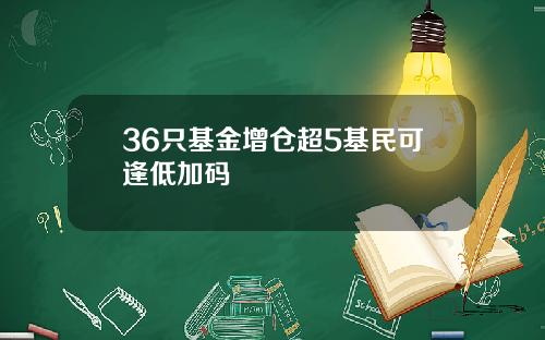 36只基金增仓超5基民可逢低加码