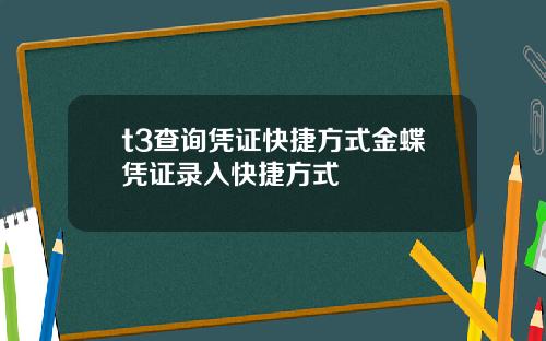 t3查询凭证快捷方式金蝶凭证录入快捷方式
