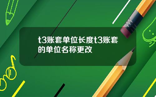 t3账套单位长度t3账套的单位名称更改