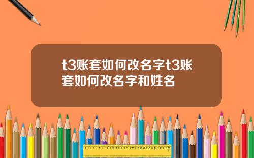 t3账套如何改名字t3账套如何改名字和姓名
