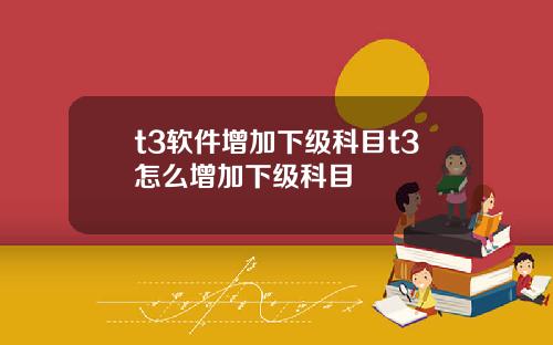 t3软件增加下级科目t3怎么增加下级科目