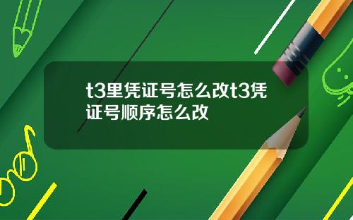 t3里凭证号怎么改t3凭证号顺序怎么改