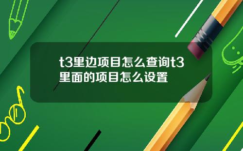 t3里边项目怎么查询t3里面的项目怎么设置