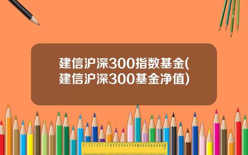 建信沪深300指数基金(建信沪深300基金净值)