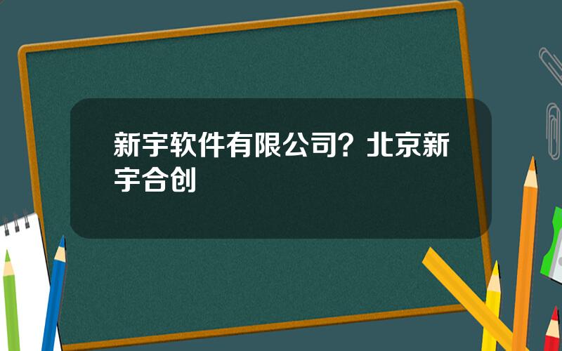 新宇软件有限公司？北京新宇合创