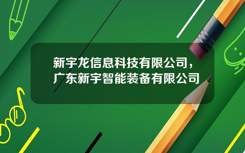 新宇龙信息科技有限公司，广东新宇智能装备有限公司
