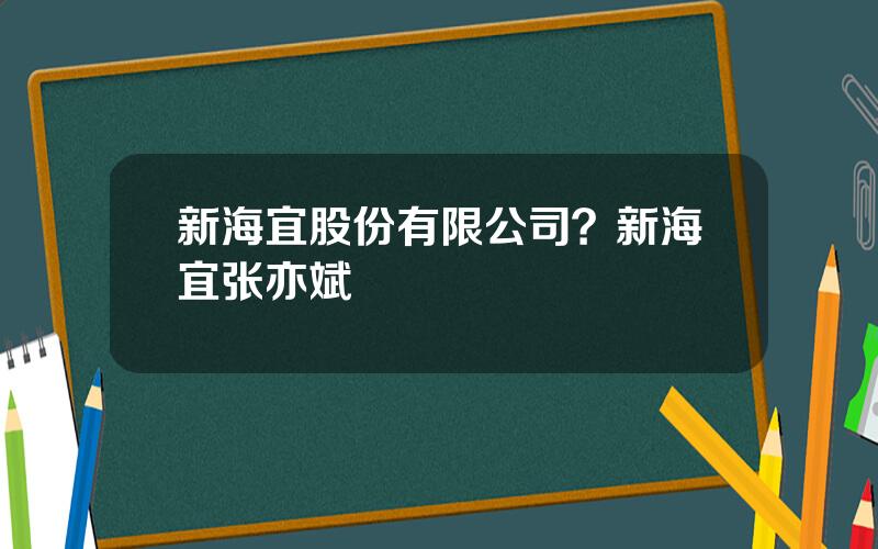 新海宜股份有限公司？新海宜张亦斌