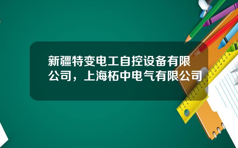 新疆特变电工自控设备有限公司，上海柘中电气有限公司