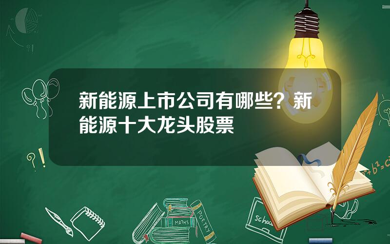 新能源上市公司有哪些？新能源十大龙头股票