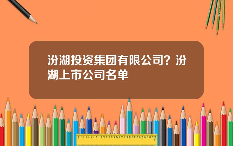 汾湖投资集团有限公司？汾湖上市公司名单