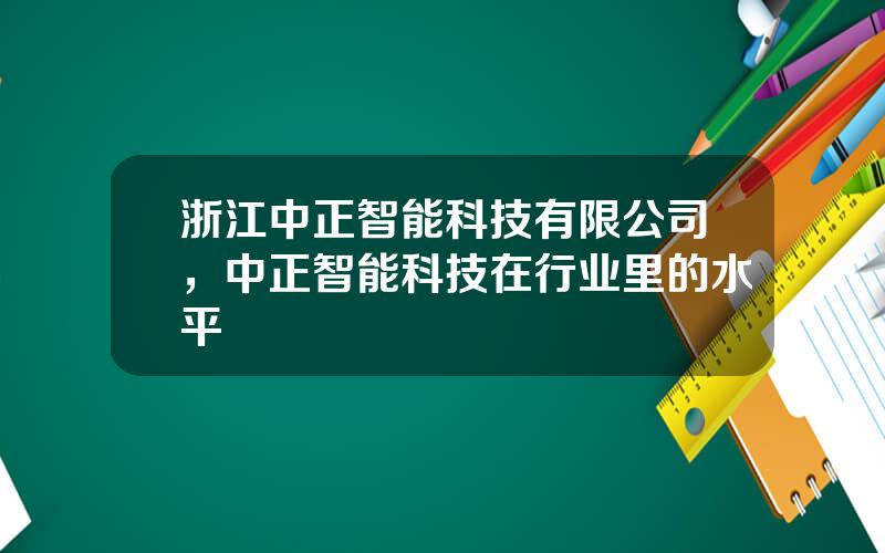 浙江中正智能科技有限公司，中正智能科技在行业里的水平