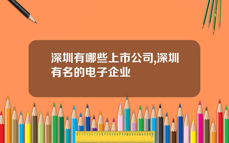 深圳有哪些上市公司,深圳有名的电子企业