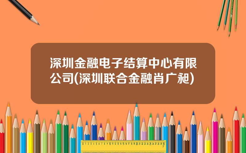 深圳金融电子结算中心有限公司(深圳联合金融肖广昶)