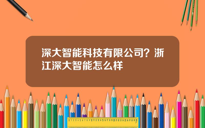 深大智能科技有限公司？浙江深大智能怎么样