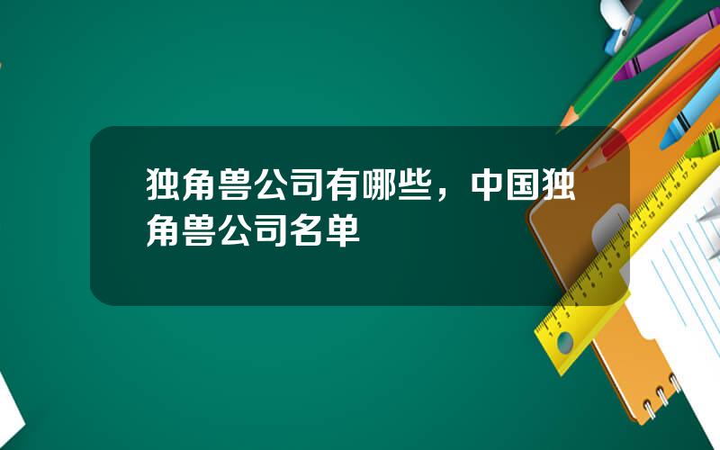 独角兽公司有哪些，中国独角兽公司名单