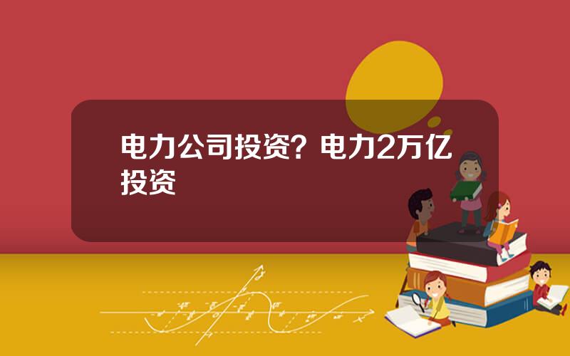 电力公司投资？电力2万亿投资