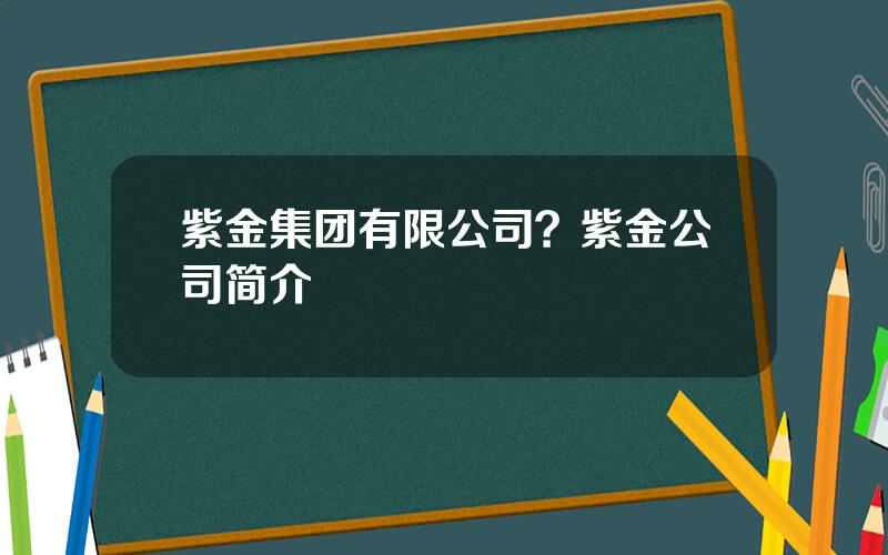 紫金集团有限公司？紫金公司简介