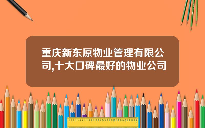 重庆新东原物业管理有限公司,十大口碑最好的物业公司